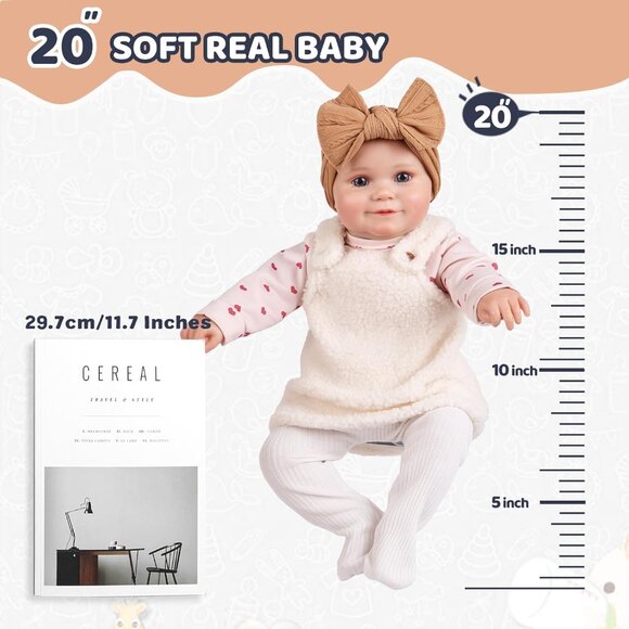 🆕17inch Soft Cloth Body Newborn Baby Poseable Limbs Brown Baby Doll Girl - Picture 8 of 8